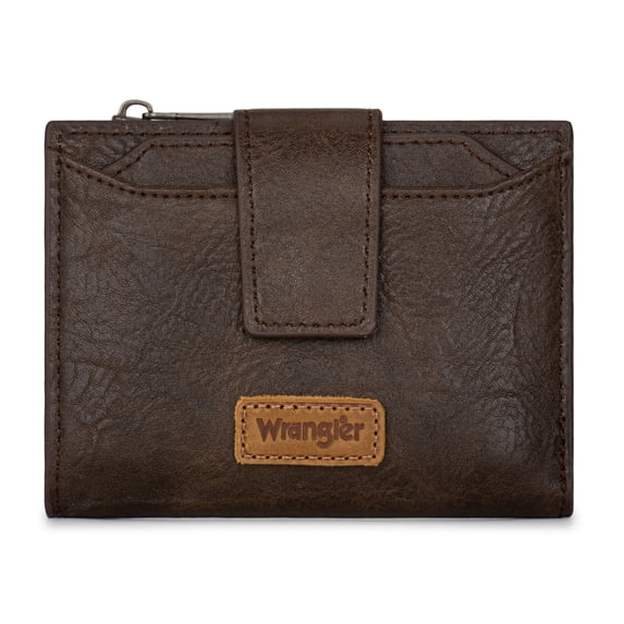 Wrangler Bifold Wallet Women Small RFID Blocking Wallet with Removable ID,Coffee