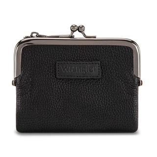 Wrangler Women's Wallet RFID Blocking Wallets Small Bifold Credit Card Holder with Kiss Clasp, Black