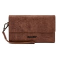 thumbnail image 1 of Montana West Wallets for Women Trifold Large Card Organizer Zipper Coin Purse, Brown, 1 of 7