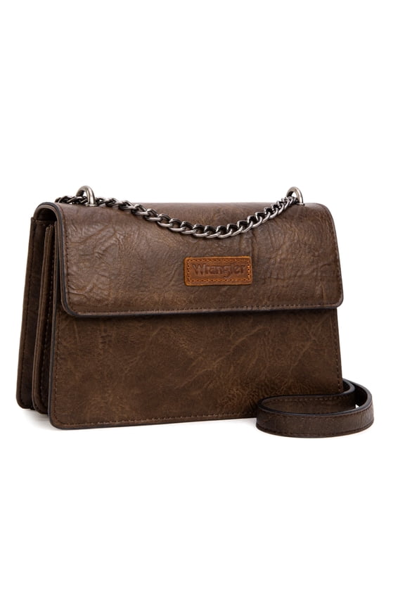 Wrangler Crossbody Purse for Women Shoulder Bag Vintage Wallets with Chain Strap, Coffee