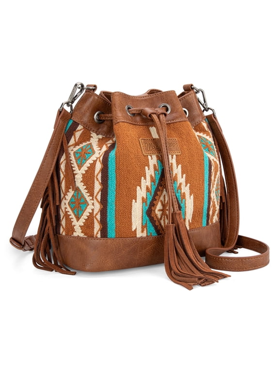 Wrangler Hobo Bags for Women Designer Bucket Purses Western Shoulder Handbags, Brown