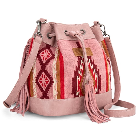 Wrangler Hobo Bags for Women Designer Bucket Purses Western Shoulder Handbags, Pink