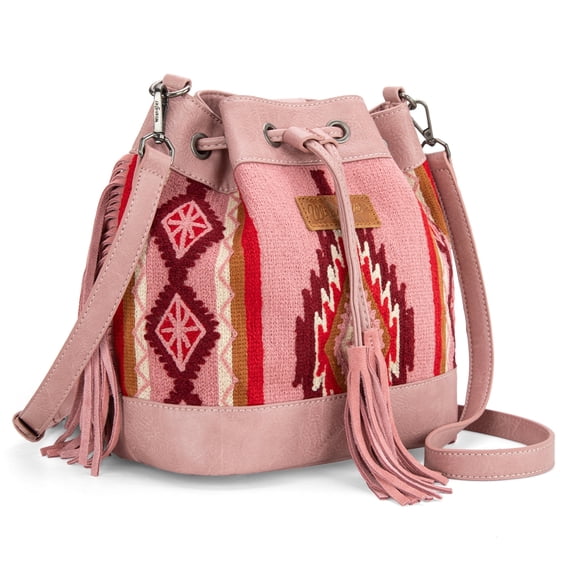 Wrangler Hobo Bags for Women Designer Bucket Purses Western Shoulder Handbags, Pink
