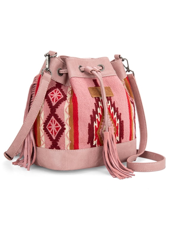 Wrangler Hobo Bags for Women Designer Bucket Purses Western Shoulder Handbags, Pink