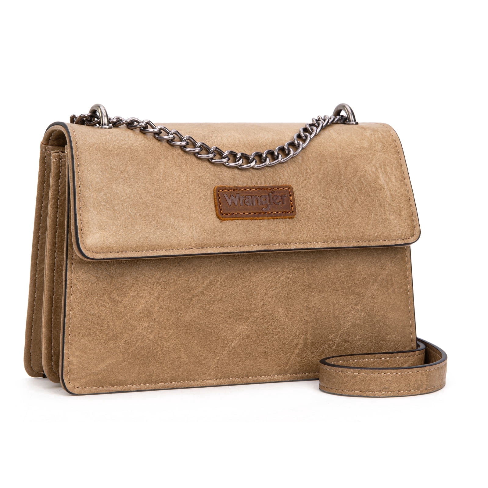Wrangler Crossbody Purse for Women Shoulder Bag Vintage Wallets with Chain Strap, Khaki