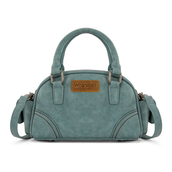 Wrangler Small Crossbody Purses for Women Boston Barrel Bag Mini Top Handle Bags with Crossbody Strap, Jean