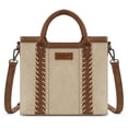 thumbnail image 1 of Wrangler Womens Braided Tote Bag Western Style Suede Top Handle Handbag With Detachable Crossbody Strap, Beige, 1 of 6