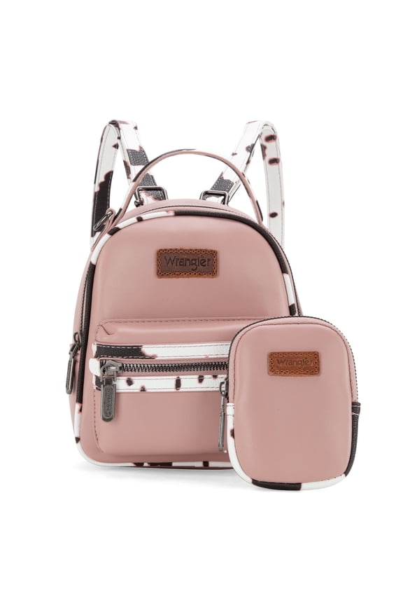Wrangler Mini Backpack Cute Cow Print Backpack Purse for Women, Pink