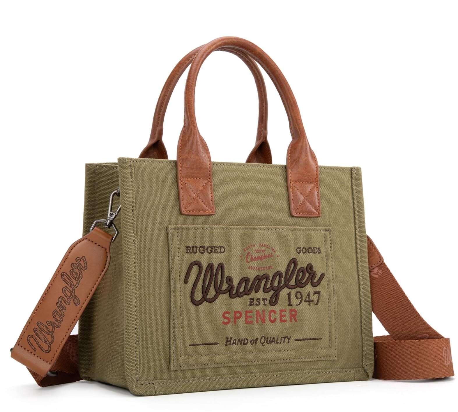 Wrangler Tote Bag for Women Retro Canvas Top Handle Purses and Handbags, Green