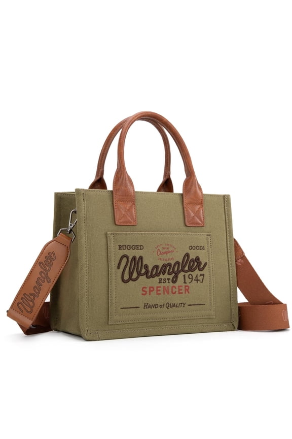 Wrangler Tote Bag for Women Retro Canvas Top Handle Purses and Handbags, Green