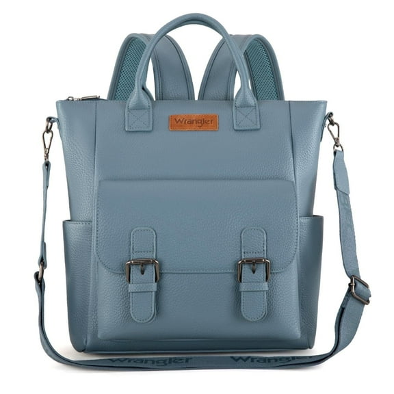 Wrangler Backpack Purse for Women Medium Size Convertible Backpack with Crossbody Strap for Travel Work, Jean
