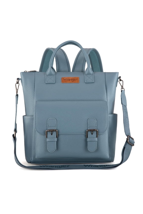 Wrangler Backpack Purse for Women Medium Size Convertible Backpack with Crossbody Strap for Travel Work, Jean