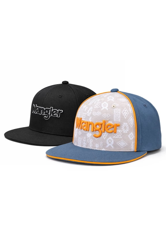 Wrangler Baseball Cap Hat Set for Men and Women Unisex Trucker Hat Breathable Mesh Structured 9-Panel Adjustable Snapback Cap, Jean-Black-B