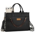 thumbnail image 1 of Wrangler Leopard Tote bag with Cup Holder Laptop Tote 15.6 Inch Work Bag, Plain Black, 1 of 7