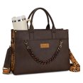 thumbnail image 1 of Wrangler Leopard Tote bag with Cup Holder Laptop Tote 15.6 Inch Work Bag, Plain Coffee, 1 of 7