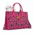 thumbnail image 1 of Wrangler Leopard Tote bag with Cup Holder Laptop Tote 15.6 Inch Work Bag, Leopard Hot Pink, 1 of 7