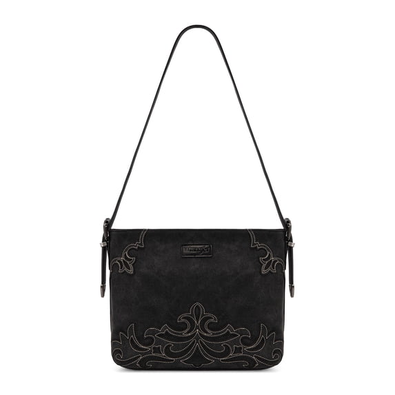 Wrangler Hobo Shoulder Bag for Women Western Crossbody Purse Large Capacity with Adjustable Strap, Black