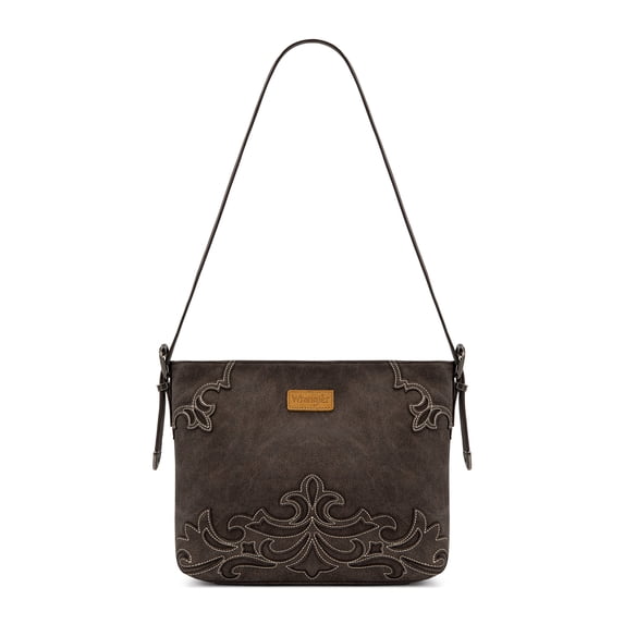 Wrangler Hobo Shoulder Bag for Women Western Crossbody Purse Large Capacity with Adjustable Strap, Coffee