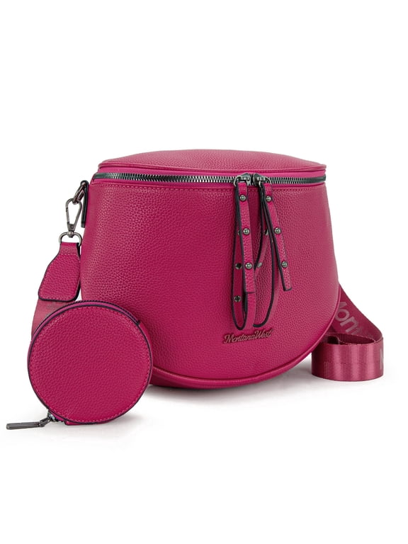 Crossbody Bags Bum Bag for Women Large Sling Bag with Adjustable Strap and Coin Purse, Hot Pink
