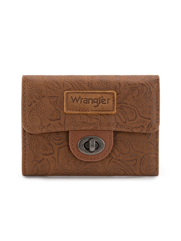 Wrangler Women's Wallet Minimalist Small Pocket Wallet Trifold Money Organizers Cute Ladies Wallet with Zipper Coin Pocket;Zipper, Brown