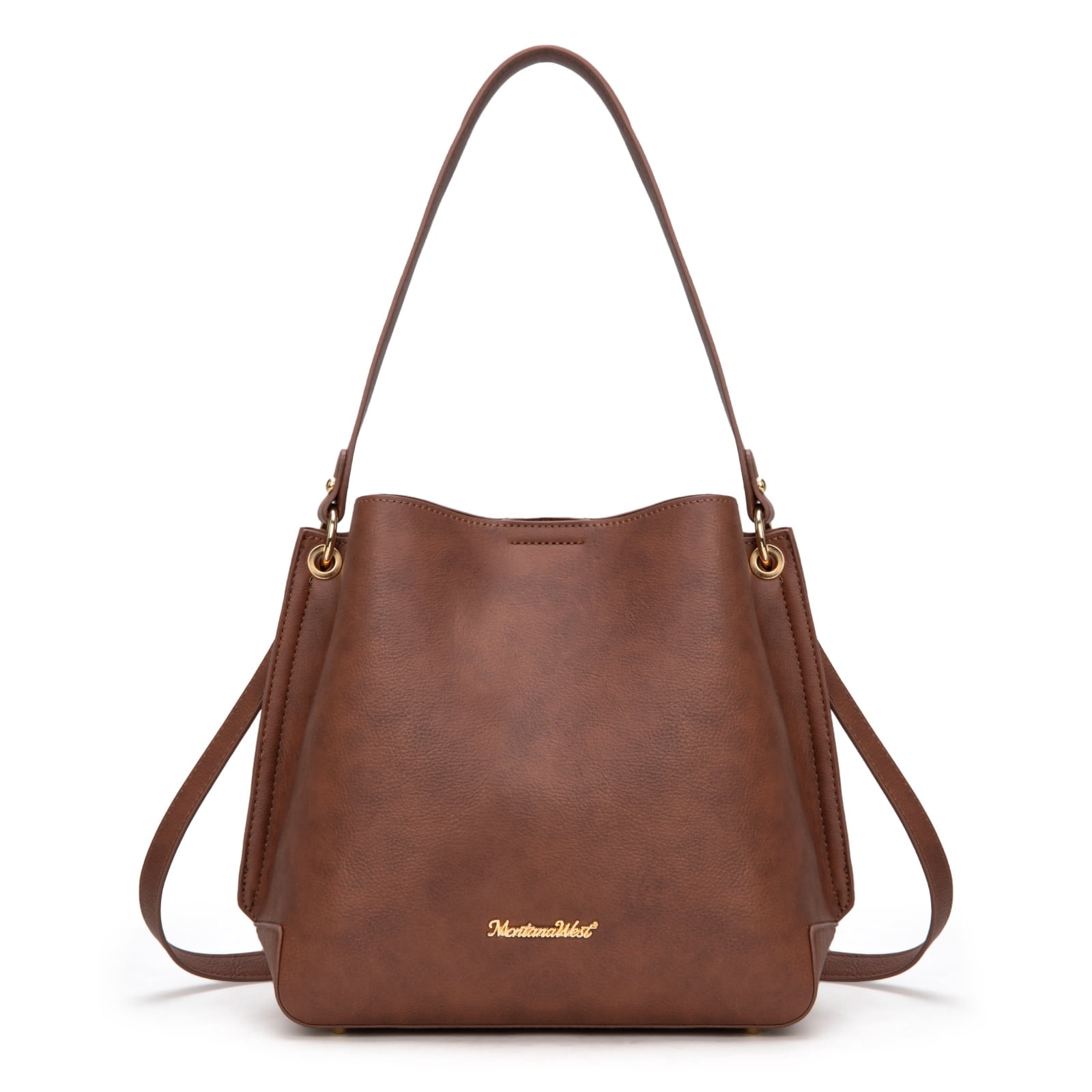 Montana West Hobo Purse for Women Bucket Shoulder Bag with Crossbody Strap, Coffee