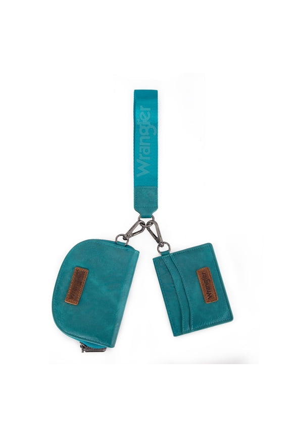 Wrangler KeyChain Wallet Wristlet Wallets for Women Dual Pouch Wristlet Rfid Blocking Credit Card Holder Wallet, Turquoise