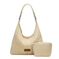 thumbnail image 1 of Wrangler Suede Hobo Purse for Women Embossed Soft Slouchy Shoulder Bag 2Pcs Set, Beige, 1 of 7