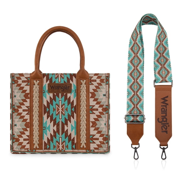 Wrangler Women's Boho Aztec Tote Bag - Stylish Shoulder Purse with Top Handle Satchel Design, Deep Pink
