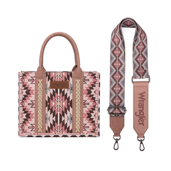 Wrangler Women's Boho Aztec Tote Bag - Stylish Shoulder Purse with Top Handle Satchel Design, Deep Pink