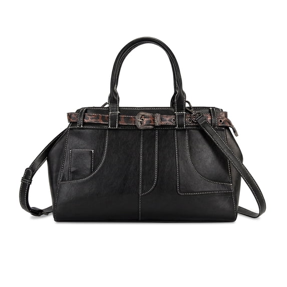 Montana West Multi-way Crossbody Bag with Removable Leopard Strap,Black