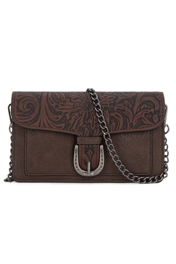 Women's Small Crossbody Purse Stylish Western Designer Clutch with Chain Strap Versatile Handbag, Coffee