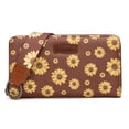 thumbnail image 1 of Wrangler Black Daisy Wallet for Women Bifold Credit Card Wallet Large Women's Wallets Ladies Cash Wallet with ID Window RFID Lining Card Cases Money, Brown, 1 of 7