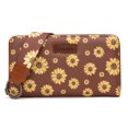 thumbnail image 1 of Wrangler Black Daisy Wallet for Women Bifold Credit Card Wallet Large Women's Wallets Ladies Cash Wallet with ID Window RFID Lining Card Cases Money, Brown, 1 of 7