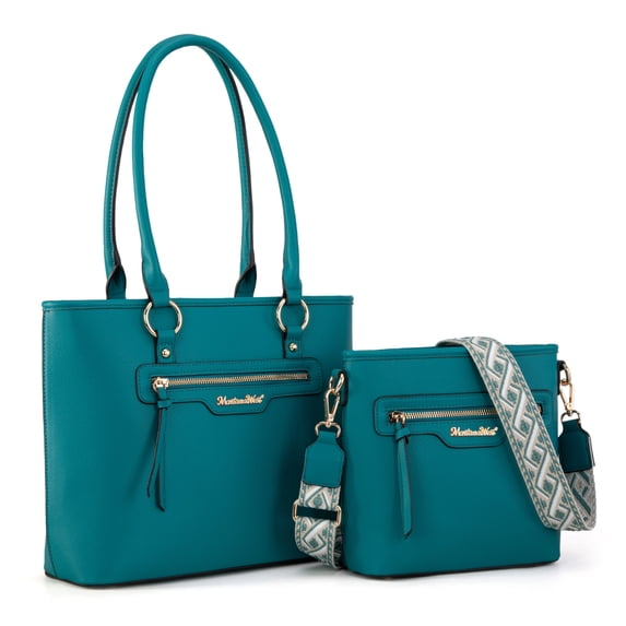 Montana West 2Pcs Handbags Set for Women Large Tote Bags Purse with Cute Crossbody bags, Turquoise
