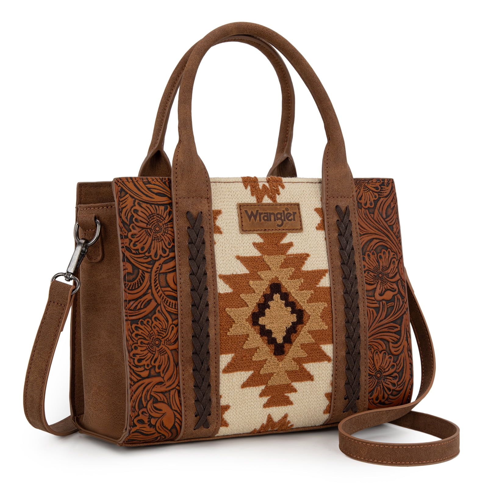 Montana West Wrangler Aztec Tote Bag for Women Western Shoulder Purse Stylish Top Handle Handbag, Brown