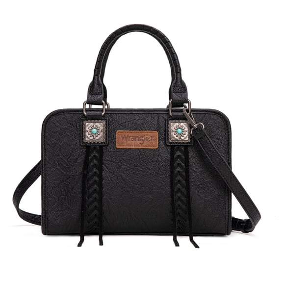 Wrangler Tote Bag for Women Crossbody for Ladies Purse Fringe Western Purse Vintage Handbags, Black