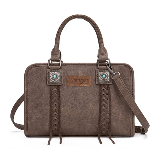 Wrangler Tote Bag for Women Crossbody for Ladies Purse Fringe Western Purse Vintage Handbags, Coffee