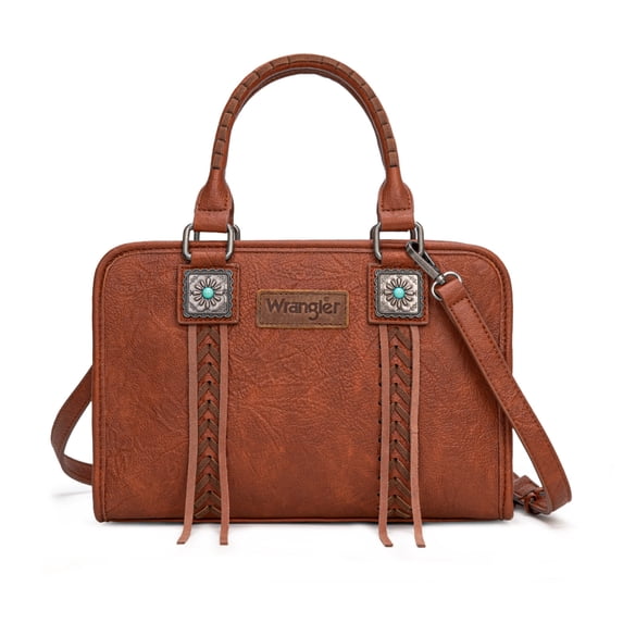 Wrangler Tote Bag for Women Crossbody for Ladies Purse Fringe Western Purse Vintage Handbags, Brown