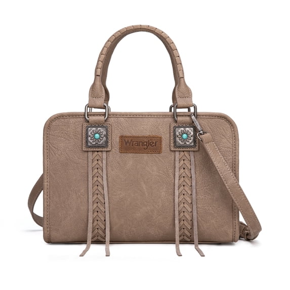 Wrangler Tote Bag for Women Crossbody for Ladies Purse Fringe Western Purse Vintage Handbags, Khaki