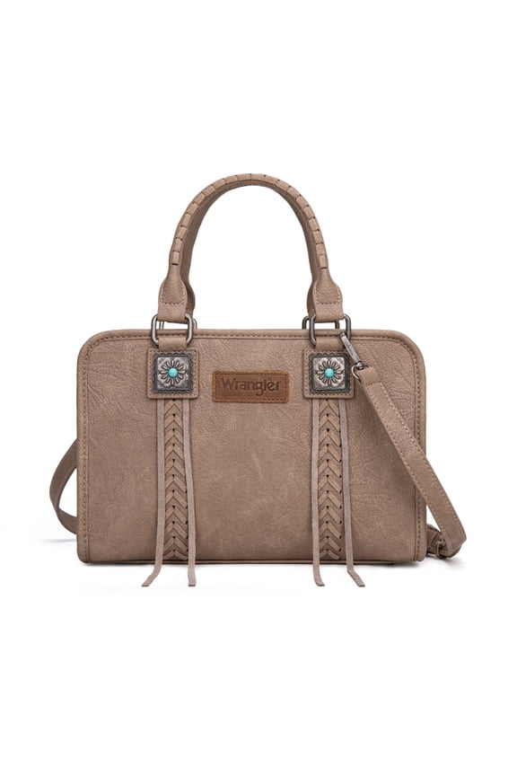 Wrangler Tote Bag for Women Crossbody for Ladies Purse Fringe Western Purse Vintage Handbags, Khaki
