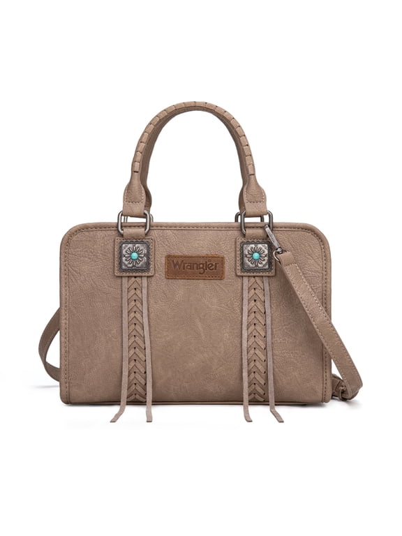 Wrangler Tote Bag for Women Crossbody for Ladies Purse Fringe Western Purse Vintage Handbags, Khaki