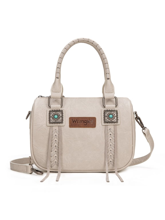 Wrangler Purse for Women Detachable Strap Satchel Bag Fringe Crossbody Purse Shoulder Bags, Beige