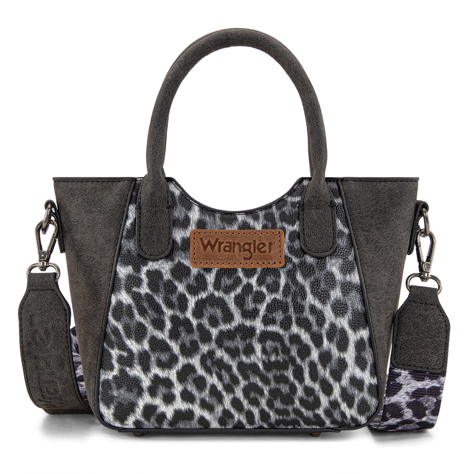 Wrangler Cute Animal Print Purse for Women Mini Fun Size Tote with Crossbody Strap Stylish and Versatile Animal Print Purse, Black