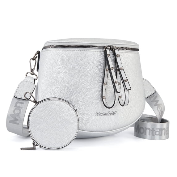Montana West Crossbody Bags Bum Bag for Women Large Sling Bag with Adjustable Strap and Coin Purse, Silver