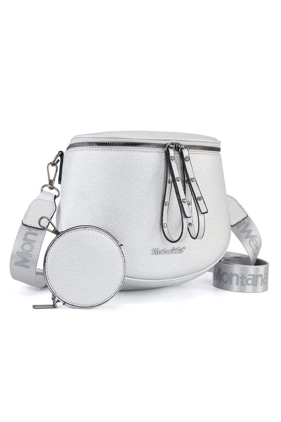 Crossbody Bags Bum Bag for Women Large Sling Bag with Adjustable Strap and Coin Purse, Silver