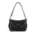 thumbnail image 1 of Wrangler Shoulder Bag for Women Denim Canvas Small Hobo Purse with Stitched Detail & Back Zipper Pocket, Black, 1 of 6