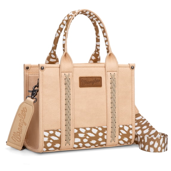 Wrangler Medium Tote Bag for Women Designer Satchel Handbags Top-handle Purses with Strap, Deer Tan