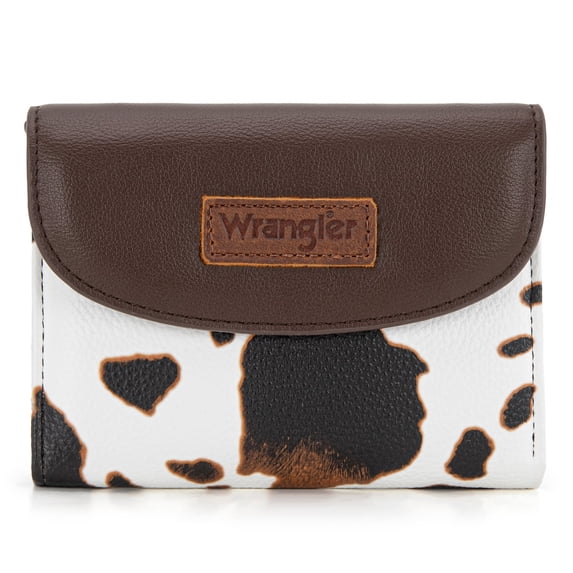 Wrangler Purses for Women Small Wallets Money Organizers Trifold Clutch Purse Fashion Credit Card Cash Wallet, COW-Brown