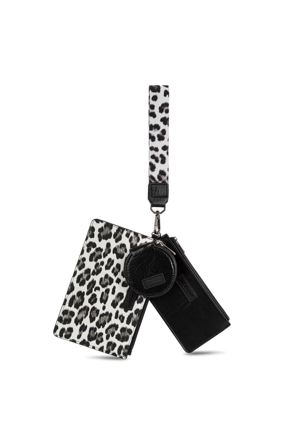 Wrangler Women's Keychain Wristlet Wallet Dual Pouch Design with Zipper Coin Purse, Spacious & Easy to Carry, Black