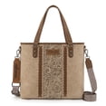 thumbnail image 1 of Wrangler Weatern Tote Bag for Women Medium Sized Aztec Handbags with Crossbody Strap, Tooled-Beige, 1 of 6